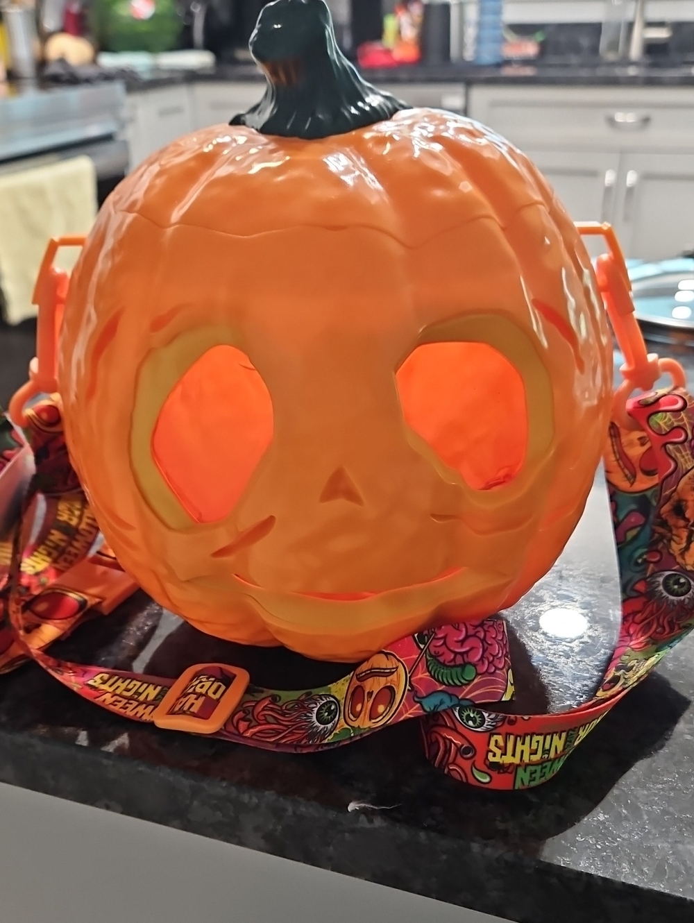 Halloween Horror Nights Light Up Pumpkin Popcorn Bucket - Orange